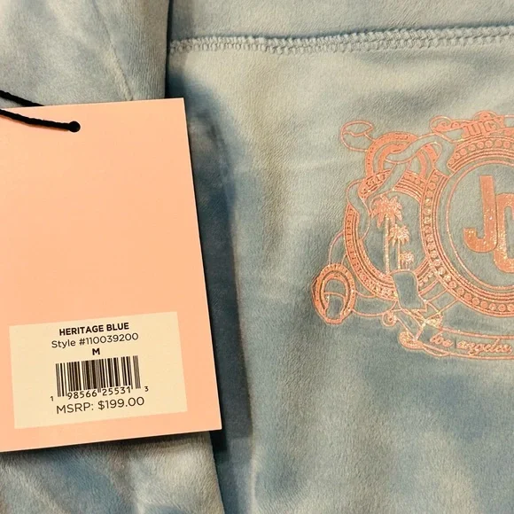 NWT Iconic Juicy Couture “Bling” Velour Tracksuit Pant and Matching Jacket - Picture 5 of 8